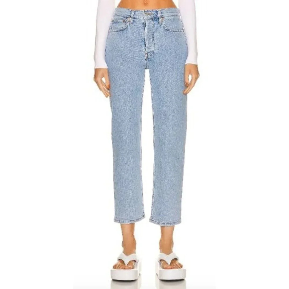NWT RE/DONE 70'S Stove Pipe Light Wash High Rise Straight Leg Jeans-sz 30 - Picture 1 of 8